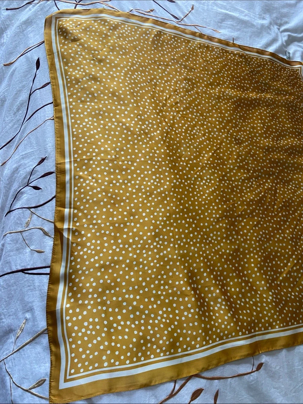Cleobella Mustard Yellow Polka Dot Square Scarf Bandana Like New